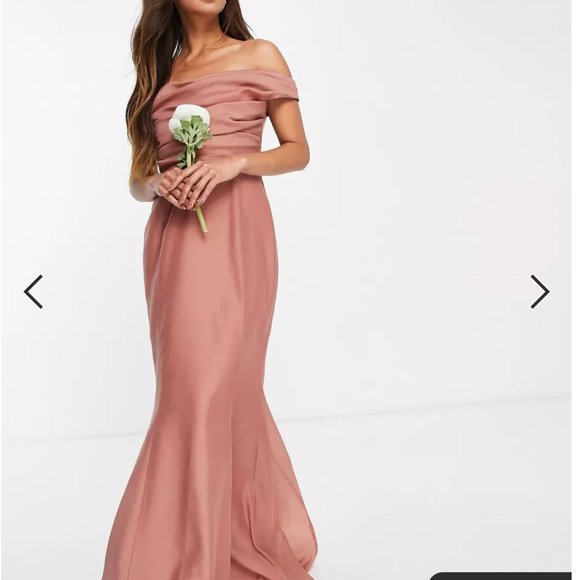 ASOS Bridesmaid/Formal off shoulder maxi dress with corset detail - Picture 3 of 6